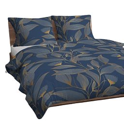 Obrázek pro produkt Mikroplyšové kombinované povlečení Zlaté listy 140X200 70X90