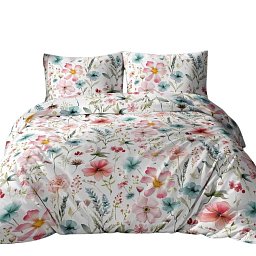 Obrázek pro produkt Mikroplyšové kombinované povlečení Květy tyrkysové 140X200 70X90